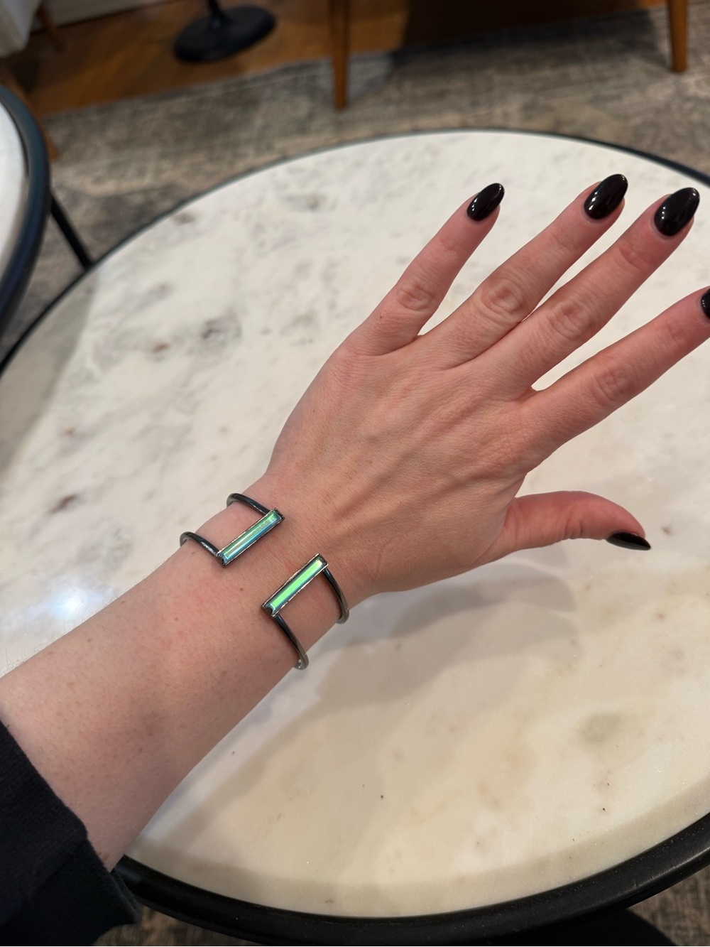 Kendra Scott Gunmetal and Iridescent Stone Hinge Bracelet
